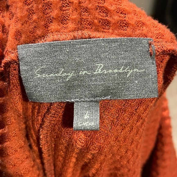 Anthropologie Sunday in Brooklyn Burnt Orange Waffle Knit Pullover Sweater Large - Picture 4 of 8